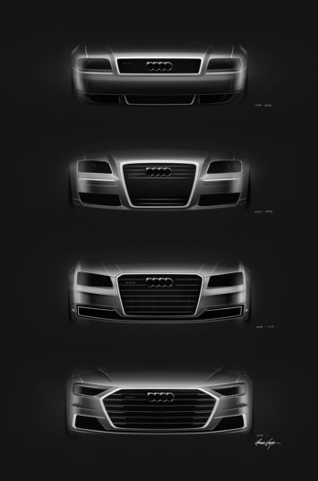 Audi A8 Front Grille Design Sketches Comparison