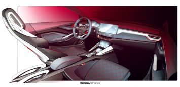 Skoda Vision RS Concept Interior Design Sketch Render