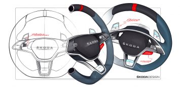 Skoda Vision RS Concept Interior Steering Wheel Design Sketches