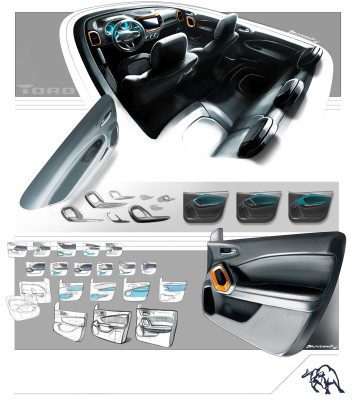 Fiat Toro - Interior Design Sketch Renders by Bruno Said