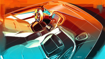 New Renault Scenic Interior Design Sketch Render by Maxime Pinol