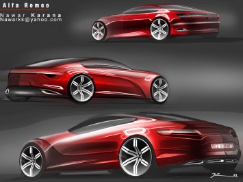 Alfa Romeo Design Sketches by Nawar Karana