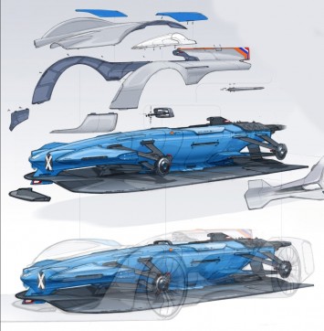 Alpine Vision Gran Turismo Concept Assembly Design Sketches by Laurent Negroni