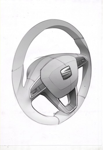 SEAT Leon ST Interior - Steering Wheel Design Sketch