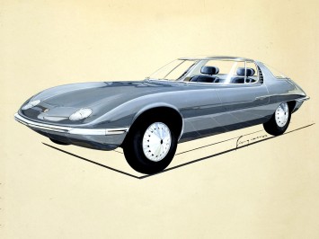 1963 Bertone Chevrolet Corvair Testudo Concept - Design Sketch by Giorgetto Giugiaro