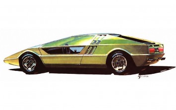 1972 Maserati Boomerang Concept Design Sketch