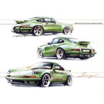 1990 Porsche 911 by Singer and Williams - Design Sketches