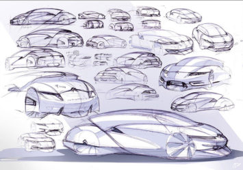 8 Design Sketches by Car Design Academy students