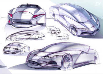 9 Design Sketches by Car Design Academy students