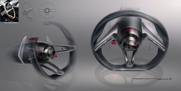 Alfa Romeo Tonale Concept Interior Design Sketch Render Steering Wheel