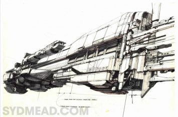 Aliens Sulaco Spaceship Design Sketch by Syd Mead