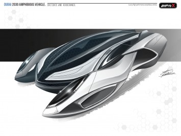 Amphi-X Dubai 2030 Amphibious Vehicle by Beichen Nan - design sketch