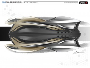 Amphi-X Dubai 2030 Amphibious Vehicle by Beichen Nan - design sketch