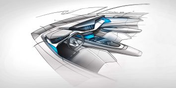 Audi e tron GT Concept Interior Design Sketch Render