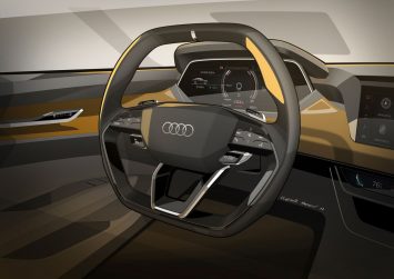 Audi e tron GT Concept Interior Design Sketch Render Steering Wheel