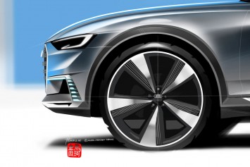 Audi Prologue allroad Concept Design Sketch Render Wheel detail