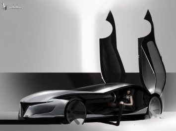 Bertone Alfa Romeo Pandion Concept Design Sketch Render