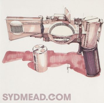 Blade Runner Deckard Gun Design Sketch by Syd Mead