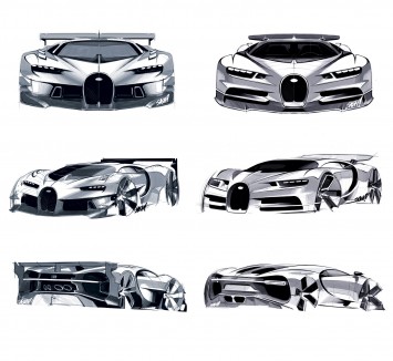 Bugatti Vision Gran Turismo vs Bugatti Chiron Design Sketches