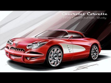 Chevrolet Corvette retrofuturistic concept design sketch