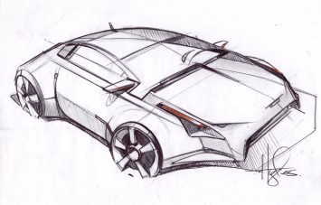 Concept Car design sketch by Aaron Hughes