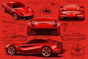 Ferrari F12 Berlinetta Design Sketches by Flavio Manzoni