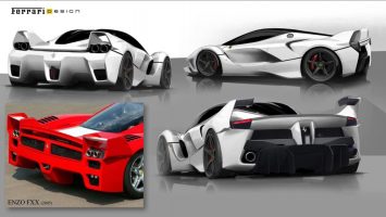 Ferrari FXX K Design Sketch Renders and Enzo rear end comparison