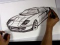 Sketching a Ford GT in 3/4 front view
