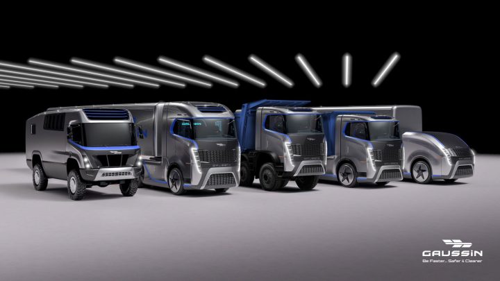 Gaussin Hydrogen powered trucks line up