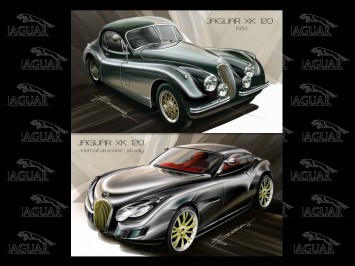 Jaguar XK120 retrofuturistic concept design sketch