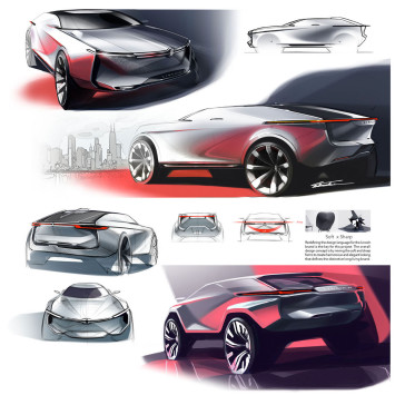 Lincoln mid-size CUV Concept Design Sketches by Takashi Kumamoto