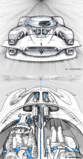 Maserati Concept ballpoint pen design sketch by Vivien Kleczek