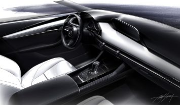 Mazda3 Interior Design Sketch Render