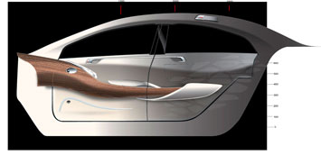 Mercedes-Benz F800 Style Interior Door Panel Design Sketch