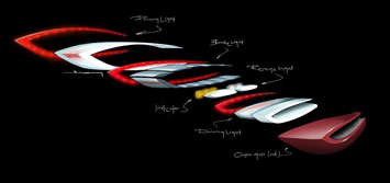 Mercedes-Benz F800 Style Tail Light Exploded Design Sketch