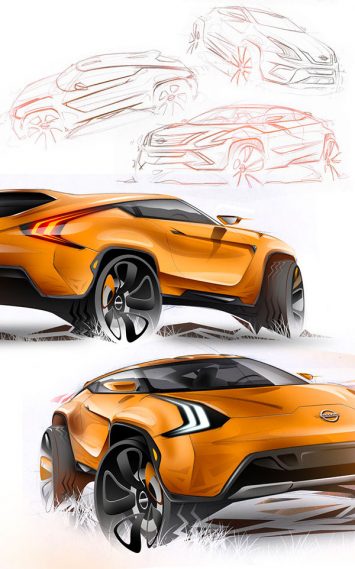 Nissan Vulkano Concept Design Sketches by Adonis Alcici