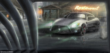 Car rendering in Photoshop - rain effect + reflections