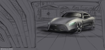 Car rendering in Photoshop - environment sketch