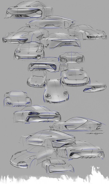 Porsche 911 Turbo Hybrid Concept Design Sketches by David Khachatryan
