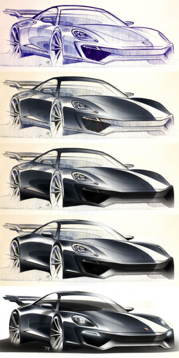 Porsche - from sketch to render by Pedro Ruperto