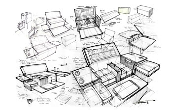 Rolls-Royce bespoke picnic set Design Sketches