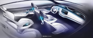 Skoda Vision E Concept Interior Design Sketch Render