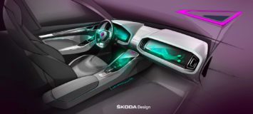 Skoda VisionS Concept Interior Design Sketch Render