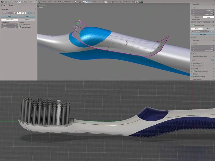 Toothbrush 3D design  tutorial in Blender and Fusion 360