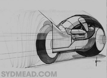 TRON Light Cycle Design Sketch by Syd Mead