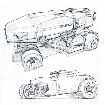 Vehicles Ballpoint Pen Design Sketches by Scott Robertson