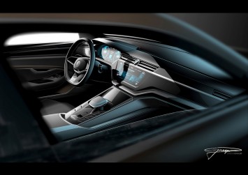 Volkswagen C Coupe GTE Concept Interior Design Sketch Render