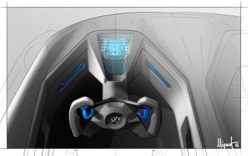 Volkswagen Golf GTE Sport Concept Interior Design Sketch Render