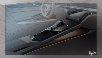 VW Sport Coupe Concept GTE Interior Design Sketch Center Tunnel