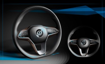 VW Sport Coupe Concept GTE Interior Design Sketch Steering Wheel